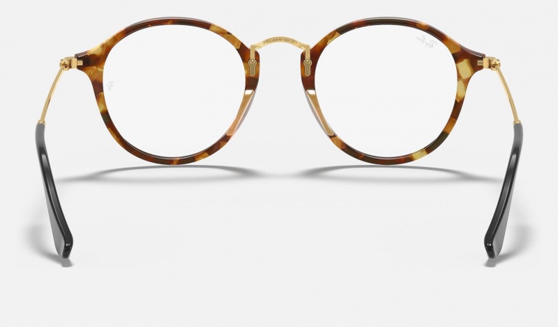 Ray Ban Round Fleck Optics Men's Eyeglasses Gold | 15403-EBLM