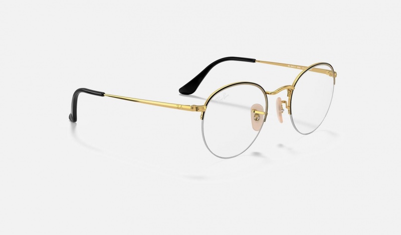 Ray Ban Round Gaze Men's Eyeglasses Gold | 95612-HFND