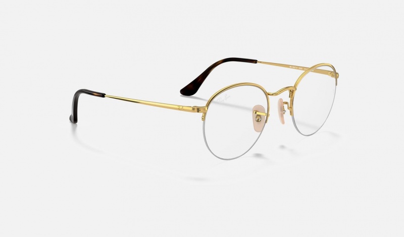 Ray Ban Round Gaze Men's Eyeglasses Gold | 20561-AXRF