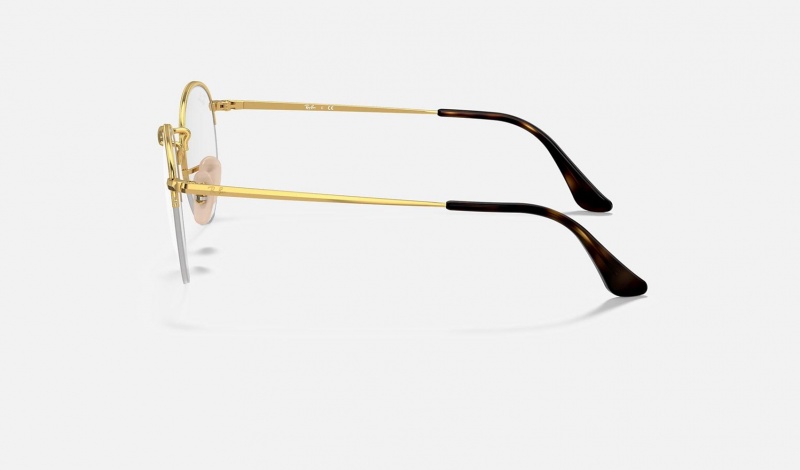 Ray Ban Round Gaze Men's Eyeglasses Gold | 20561-AXRF