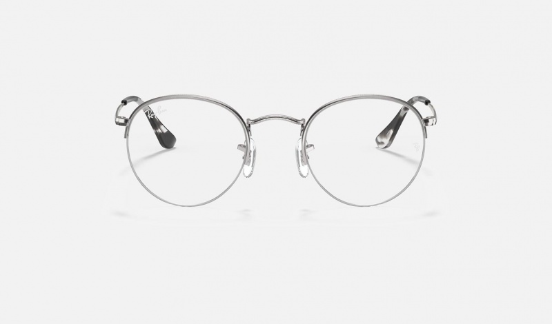 Ray Ban Round Gaze Men's Eyeglasses Silver | 23061-XPRN