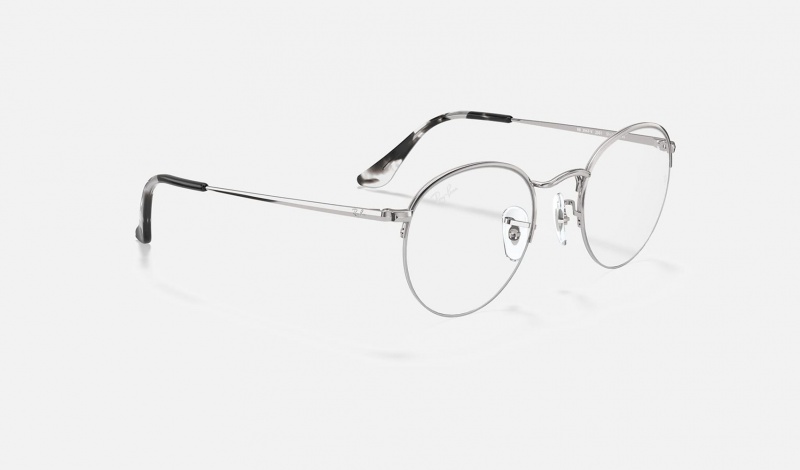 Ray Ban Round Gaze Men's Eyeglasses Silver | 23061-XPRN