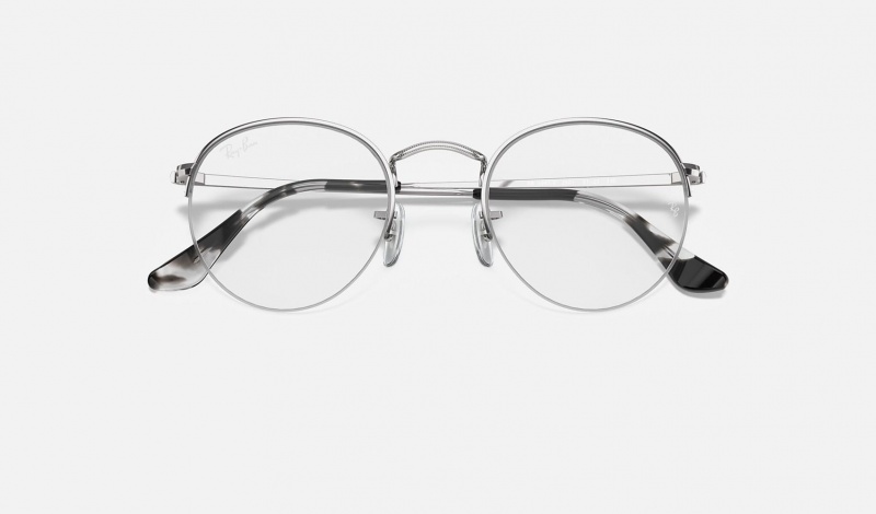 Ray Ban Round Gaze Men's Eyeglasses Silver | 23061-XPRN