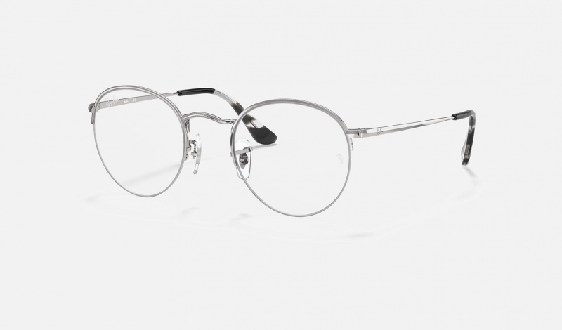 Ray Ban Round Gaze Men\'s Eyeglasses Silver | 23061-XPRN