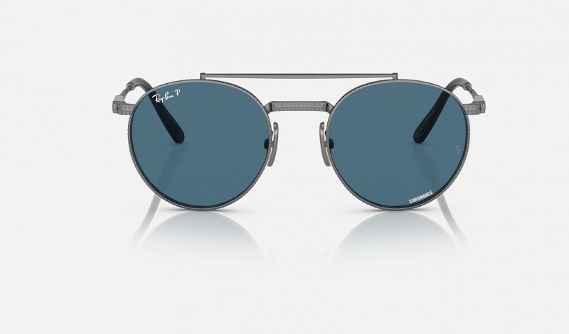 Ray Ban Round Ii Titanium Men's Sunglasses Blue | 65023-QDML