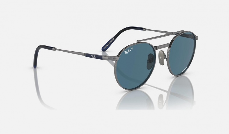 Ray Ban Round Ii Titanium Men's Sunglasses Blue | 65023-QDML