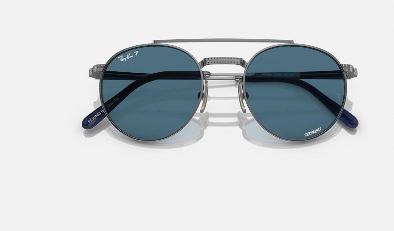 Ray Ban Round Ii Titanium Men's Sunglasses Blue | 65023-QDML