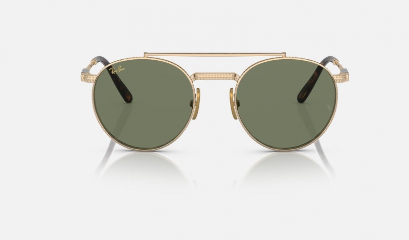 Ray Ban Round Ii Titanium Men's Sunglasses Green | 92437-VDFS