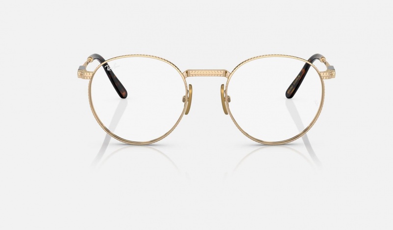 Ray Ban Round Ii Titanium Optics Men's Eyeglasses Gold | 82135-MTNY