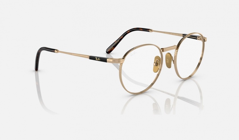 Ray Ban Round Ii Titanium Optics Men's Eyeglasses Gold | 82135-MTNY