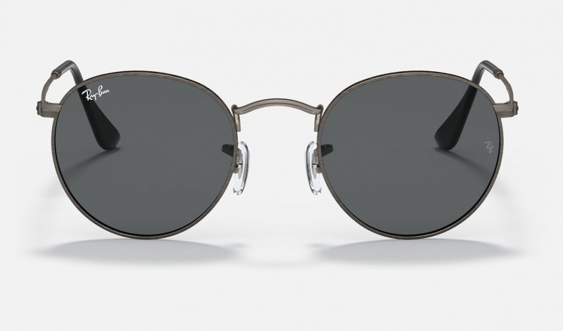 Ray Ban Round Metal Antiqued Men's Sunglasses Grey | 97285-YUFK