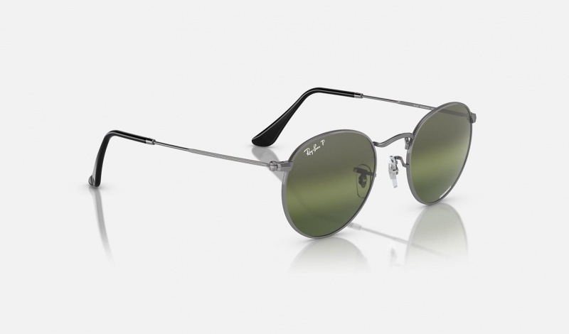 Ray Ban Round Metal Chromance Men's Sunglasses Silver | 48513-FXKI