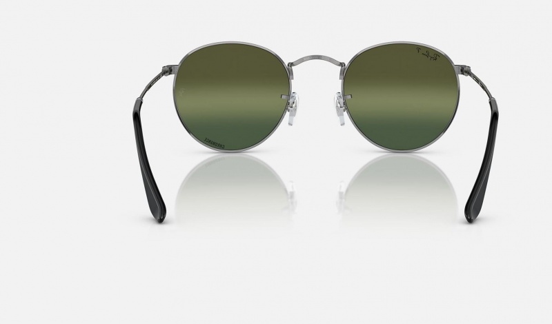 Ray Ban Round Metal Chromance Men's Sunglasses Silver | 48513-FXKI