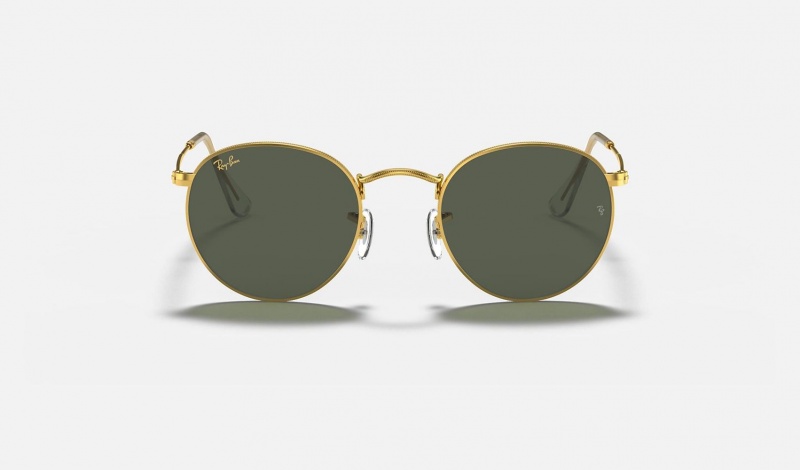 Ray Ban Round Metal Legend Gold Men's Sunglasses Green | 07918-SQFM