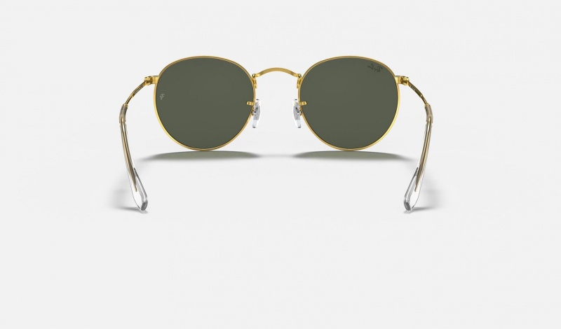 Ray Ban Round Metal Legend Gold Men's Sunglasses Green | 07918-SQFM