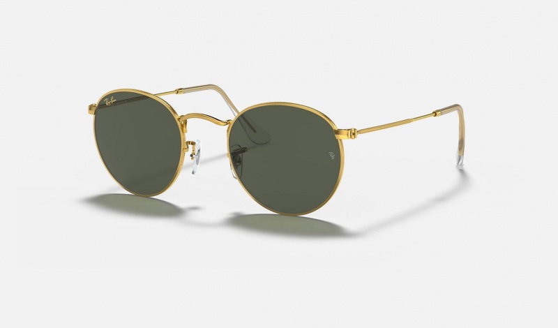 Ray Ban Round Metal Legend Gold Men\'s Sunglasses Green | 07918-SQFM