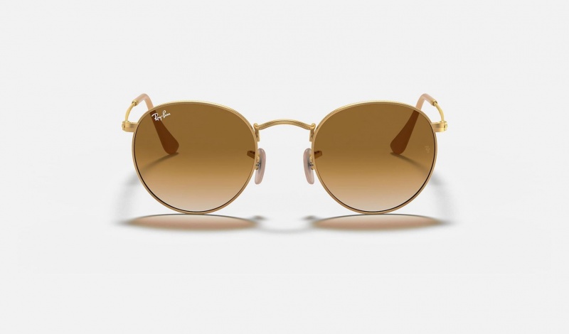 Ray Ban Round Metal Men's Sunglasses Brown | 25687-UKQF