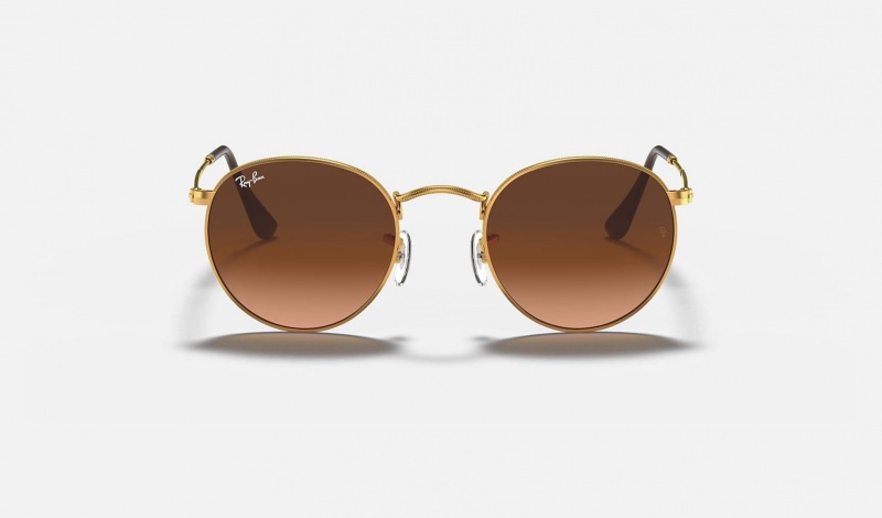 Ray Ban Round Metal Men's Sunglasses Brown | 79365-YTUZ