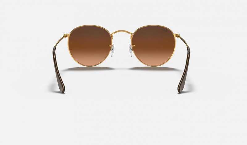 Ray Ban Round Metal Men's Sunglasses Brown | 79365-YTUZ