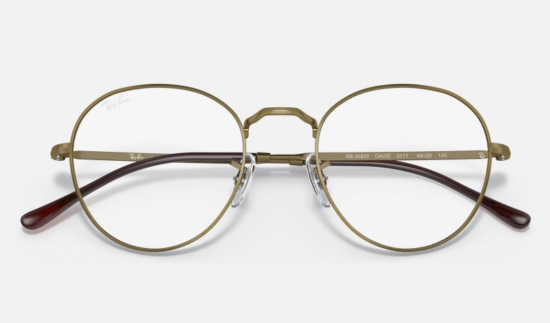 Ray Ban Round Metal Optics Ii Men's Eyeglasses Gold | 58326-QVHC