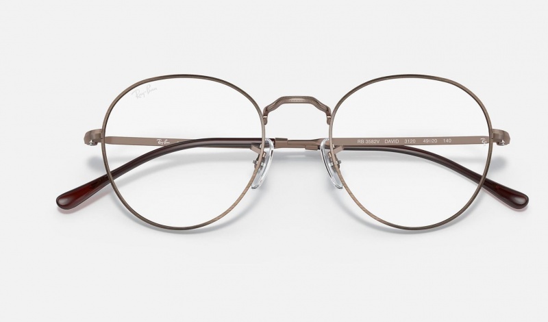 Ray Ban Round Metal Optics Ii Men's Eyeglasses Brown | 27031-FKPC