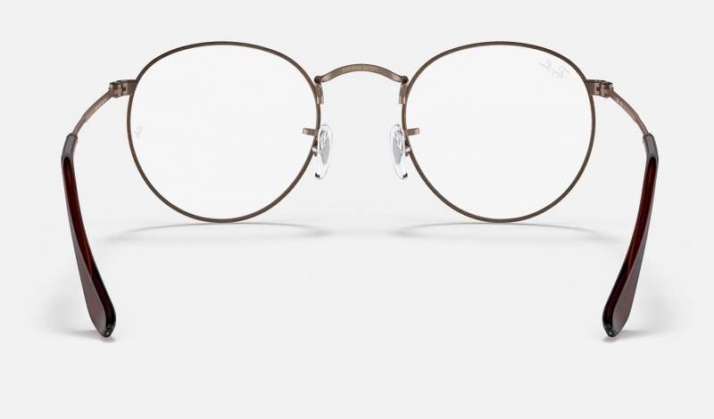 Ray Ban Round Metal Optics Men's Eyeglasses Brown | 65738-NIRQ