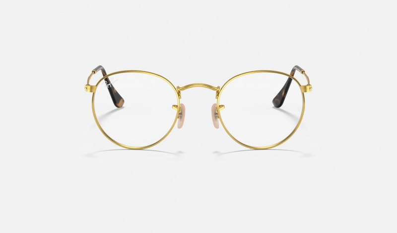 Ray Ban Round Metal Optics Men's Eyeglasses Gold | 15703-CHFA