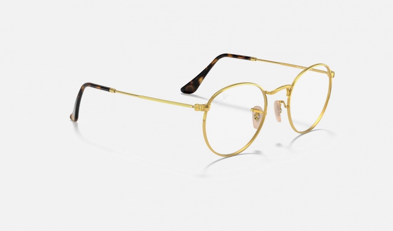 Ray Ban Round Metal Optics Men's Eyeglasses Gold | 15703-CHFA