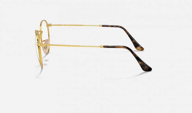 Ray Ban Round Metal Optics Men's Eyeglasses Gold | 15703-CHFA