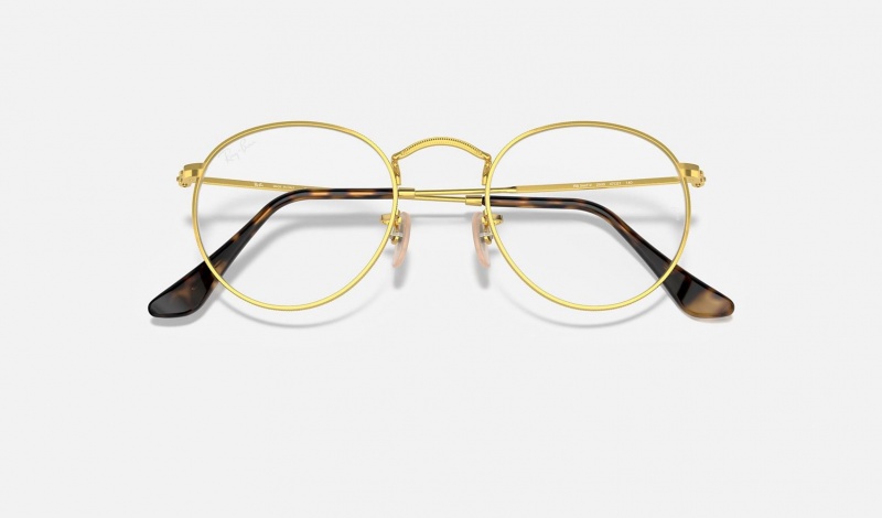 Ray Ban Round Metal Optics Men's Eyeglasses Gold | 15703-CHFA