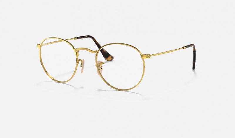 Ray Ban Round Metal Optics Men\'s Eyeglasses Gold | 15703-CHFA