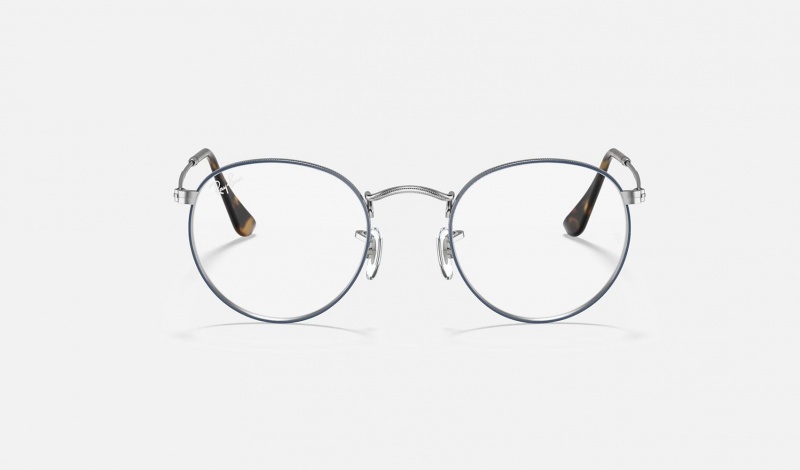 Ray Ban Round Metal Optics Men's Eyeglasses Blue | 43270-GNHQ