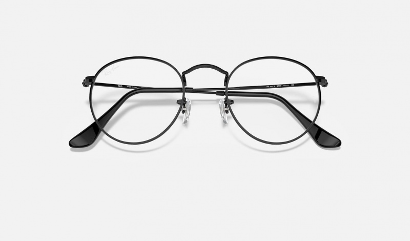 Ray Ban Round Metal Optics Men's Eyeglasses Black | 39675-VLRB