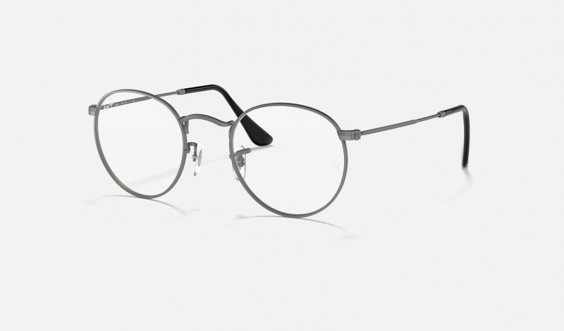 Ray Ban Round Metal Optics Men\'s Eyeglasses Grey | 49823-KGPA