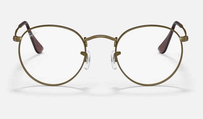 Ray Ban Round Metal Optics Men's Eyeglasses Gold | 81563-RSZE