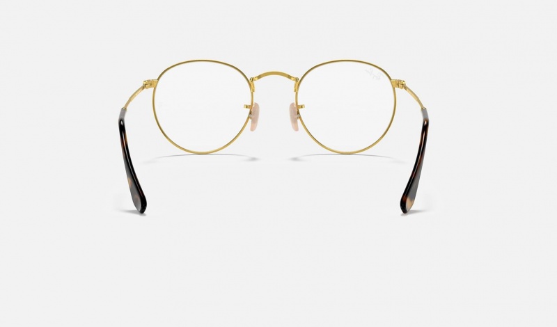 Ray Ban Round Metal Optics Men's Eyeglasses Gold | 52947-NUHV