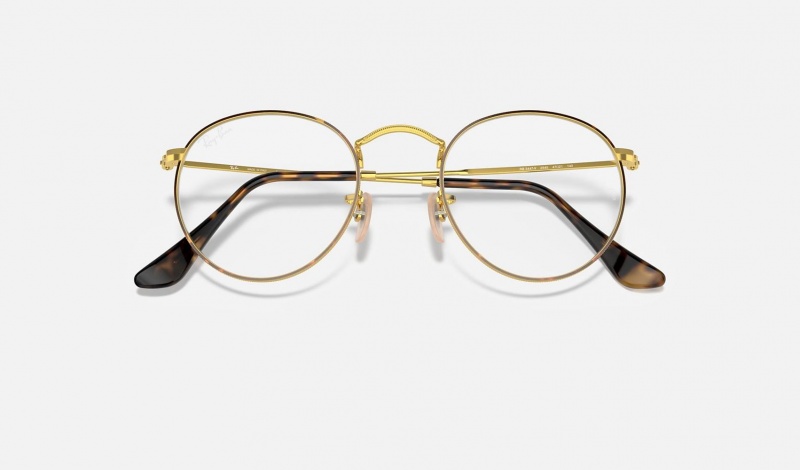 Ray Ban Round Metal Optics Men's Eyeglasses Gold | 52947-NUHV