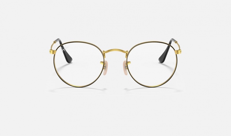 Ray Ban Round Metal Optics Men's Eyeglasses Gold | 78124-TBXG