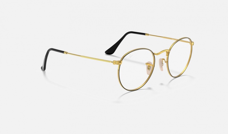 Ray Ban Round Metal Optics Men's Eyeglasses Gold | 78124-TBXG