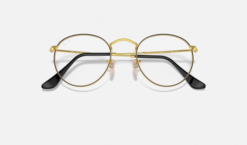 Ray Ban Round Metal Optics Men's Eyeglasses Gold | 78124-TBXG