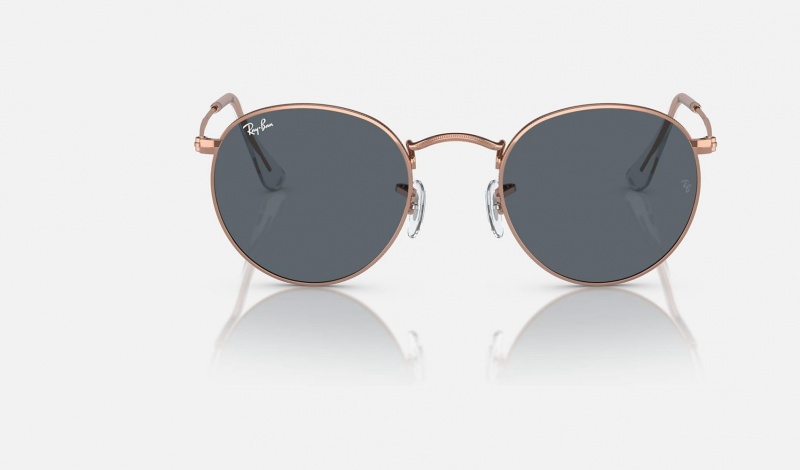 Ray Ban Round Metal Rose Gold Men's Sunglasses Blue | 31406-GZUO