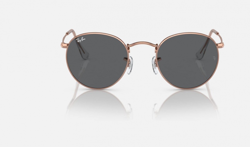 Ray Ban Round Metal Rose Gold Men's Sunglasses Grey | 47321-JXLV