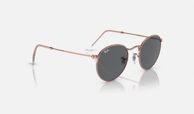 Ray Ban Round Metal Rose Gold Men's Sunglasses Grey | 47321-JXLV