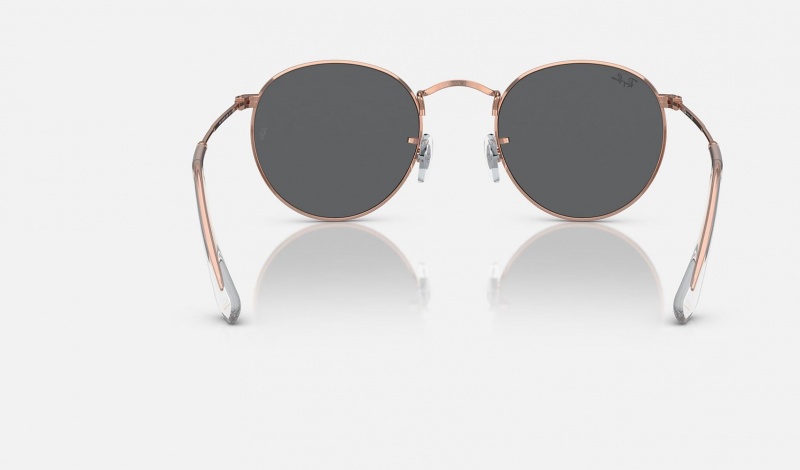 Ray Ban Round Metal Rose Gold Men's Sunglasses Grey | 47321-JXLV