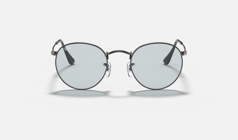 Ray Ban Round Solid Evolve Men's Sunglasses Grey | 57809-EWOK