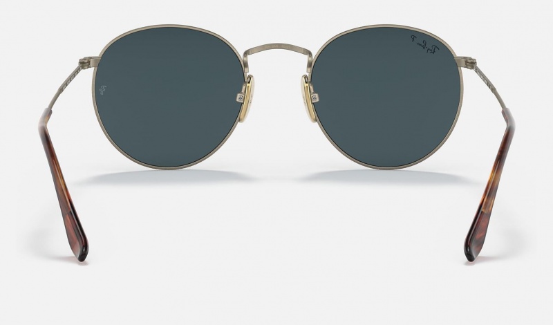 Ray Ban Round Titanium Men's Sunglasses Blue | 08167-NKQF