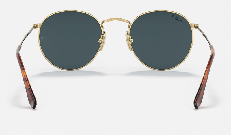 Ray Ban Round Titanium Men's Sunglasses Gold | 93175-BIFU