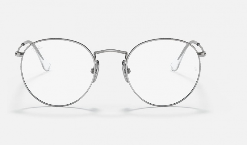 Ray Ban Round Titanium Optics Men's Eyeglasses Silver | 19620-YUGJ