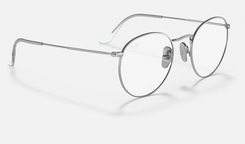 Ray Ban Round Titanium Optics Men's Eyeglasses Silver | 19620-YUGJ