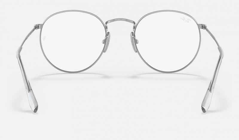 Ray Ban Round Titanium Optics Men's Eyeglasses Silver | 19620-YUGJ